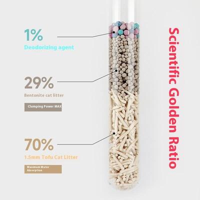 Bom preço Areia para gatos de tofu 100% natural, aglomeração rápida, misturada com areia para gatos bentonítica para controle de odores on-line