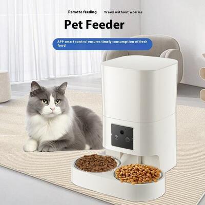 Smart Automatic Pet Feeder 2-Way Splitter Double Bowls WiFi Cat Dog Food Dispenser