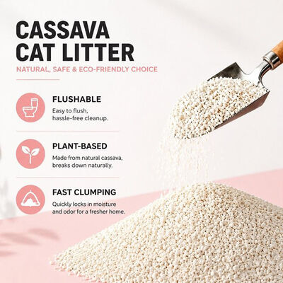 Factory Wholesale Natural Cassava Cat Litter Rapid Clumping Strong Absorption Low Dust Private Label Customization