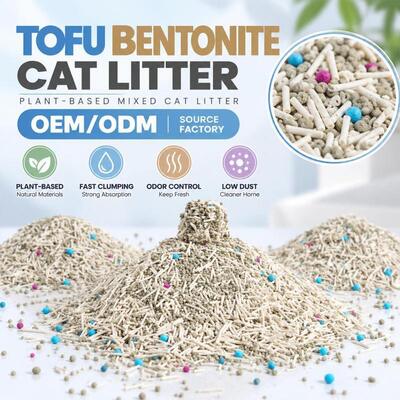 Natural Plant Fiber Strong Clumping Low Dust High Absorption Tofu Bentonite Mixed Cat Litter