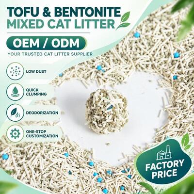 High Absorption Quick Clumping Low Tracking Natural Plant Fiber Tofu Bentonite Mixed Cat Litter