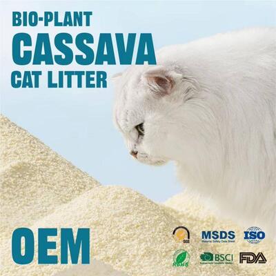 OEM/ODM Dust Free High Absorption Firm Clumping Plant-Based Pet Goods Cassava Cat Litter