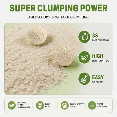 Natural Cassava Starch Based Quick Clumping Excellent Absorption Odor Control Cassava Cat Litter