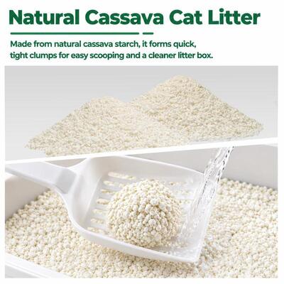 Customizable Private Label Available Eco-Friendly Dust Free Strong Clumping Natural Cassava Cat Litter